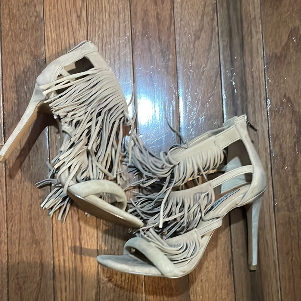 Steve Madden Cream Fringe Heels